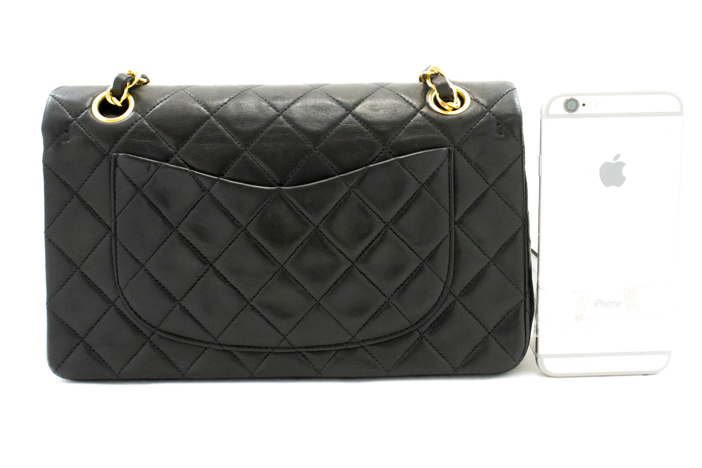 CHANEL Classic Double Flap 9" skuldertaske med kæde i sort lammeskind aj7 hannari-shop