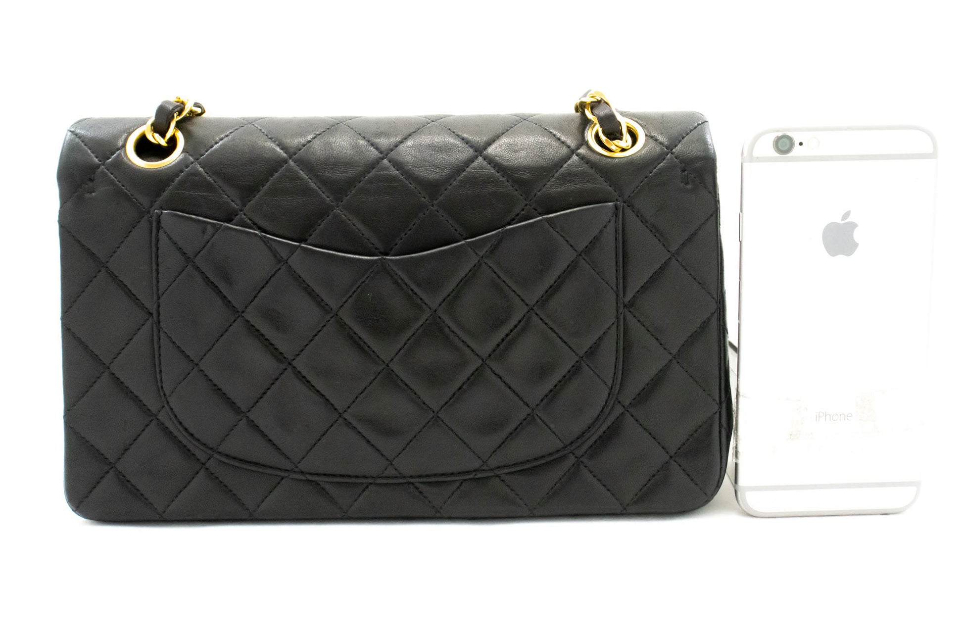CHANEL Classic Double Flap 9" skuldertaske med kæde i sort lammeskind aj7 hannari-shop