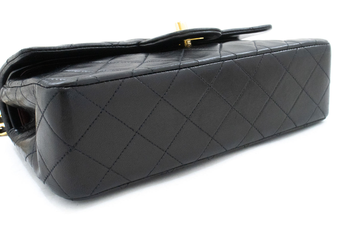 CHANEL Classic Double Flap 9" skuldertaske med kæde i sort lammeskind aj7 hannari-shop