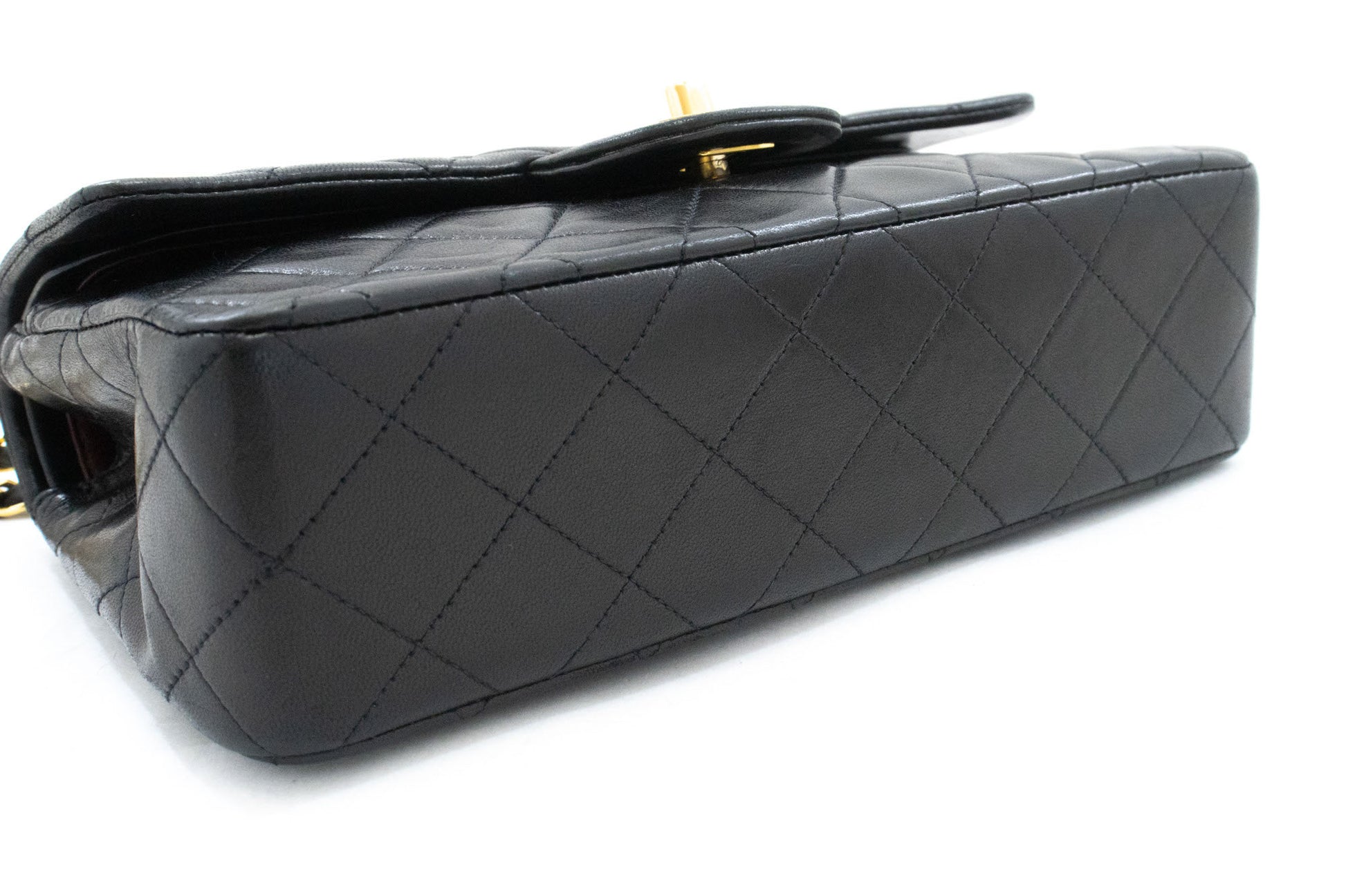 CHANEL Classic Double Flap 9" skuldertaske med kæde i sort lammeskind aj7 hannari-shop