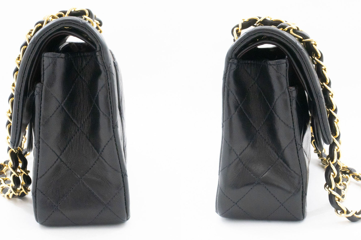 CHANEL Classic Double Flap 9" skuldertaske med kæde i sort lammeskind aj7 hannari-shop