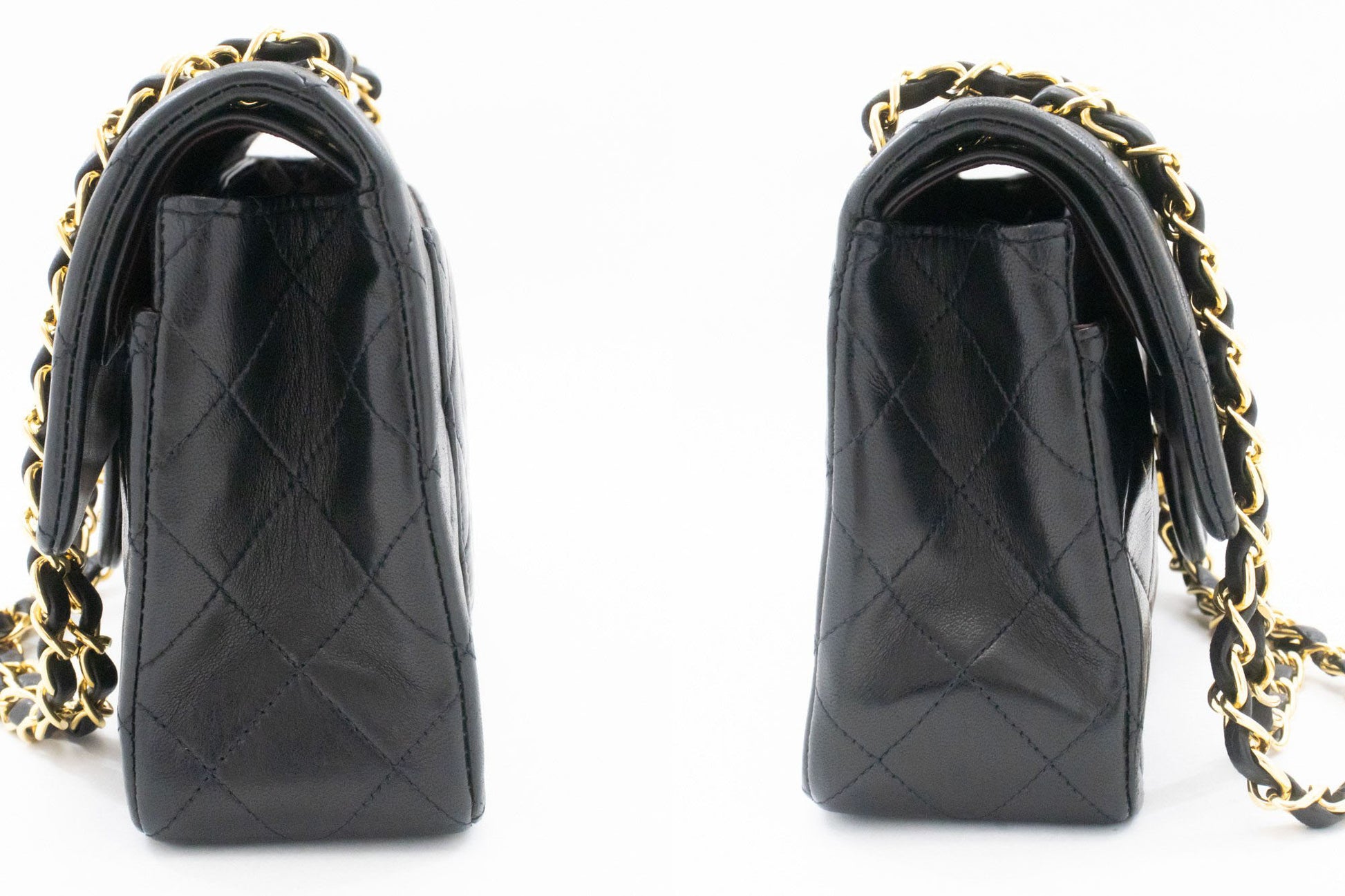 CHANEL Classic Double Flap 9" skuldertaske med kæde i sort lammeskind aj7 hannari-shop