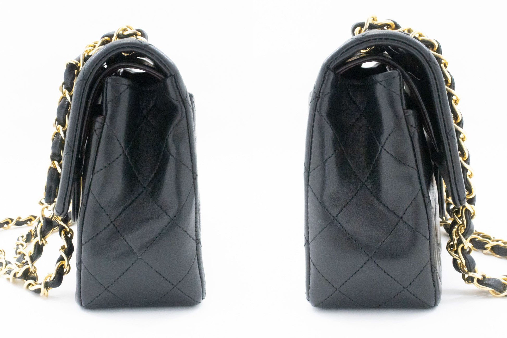 CHANEL Classic Double Flap 9" Chain Schoudertas Zwart Lamsleer ag6 hannari-shop