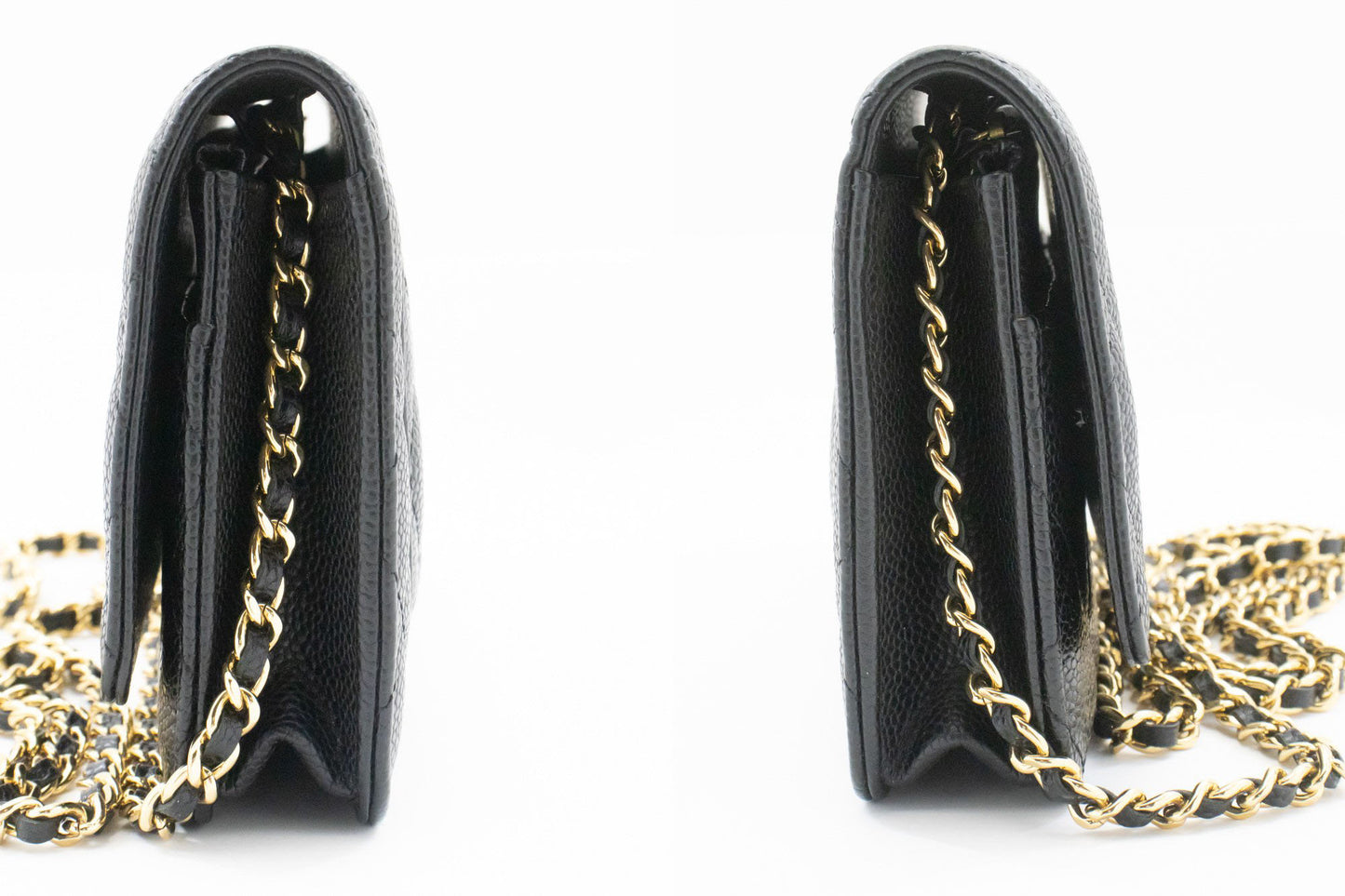 CHANEL Grained Calfskin Wallet On Chain WOC Sort Skuldertaske aa4 hannari-shop