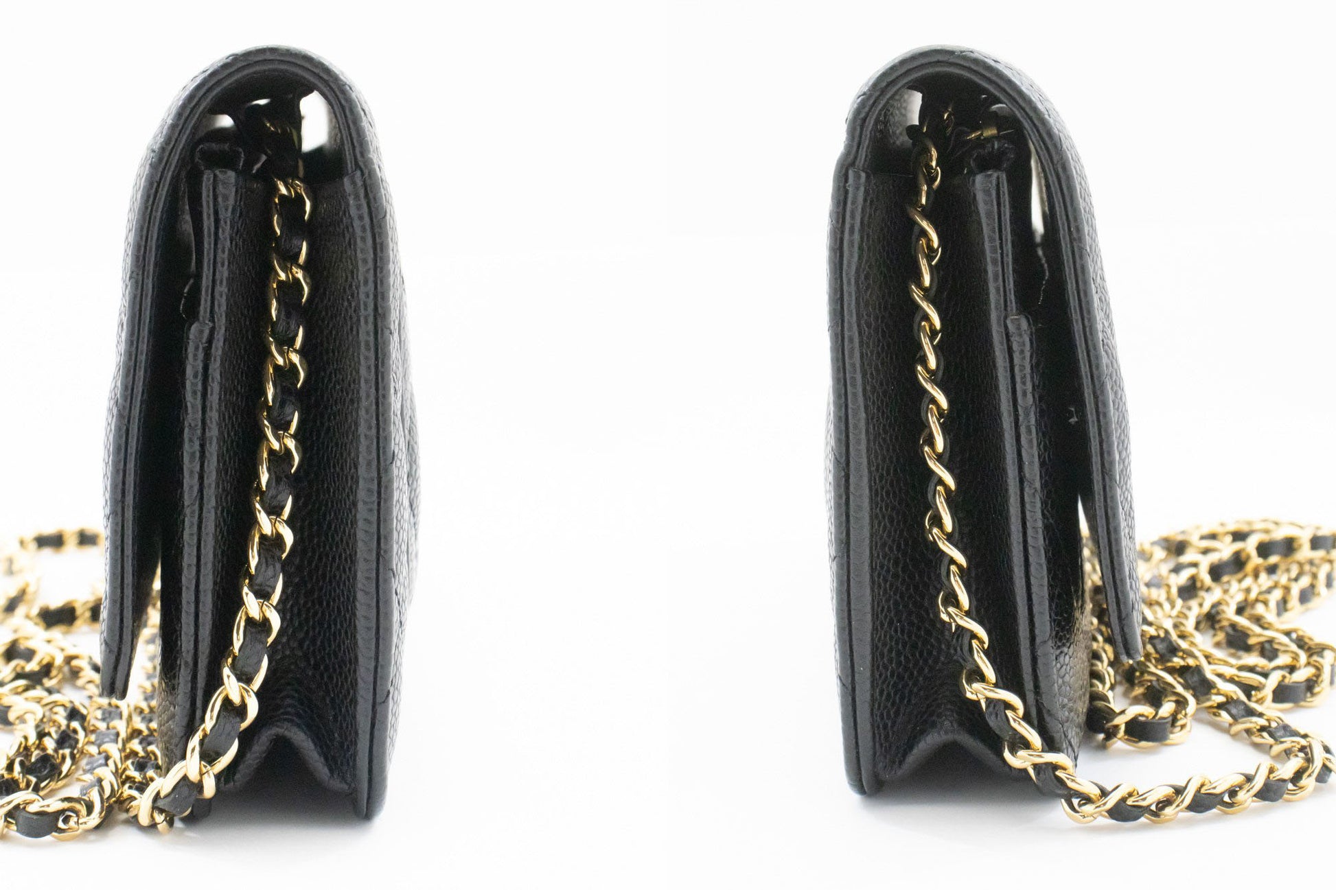 CHANEL Grained Calfskin Wallet On Chain WOC Sort Skuldertaske aa4 hannari-shop