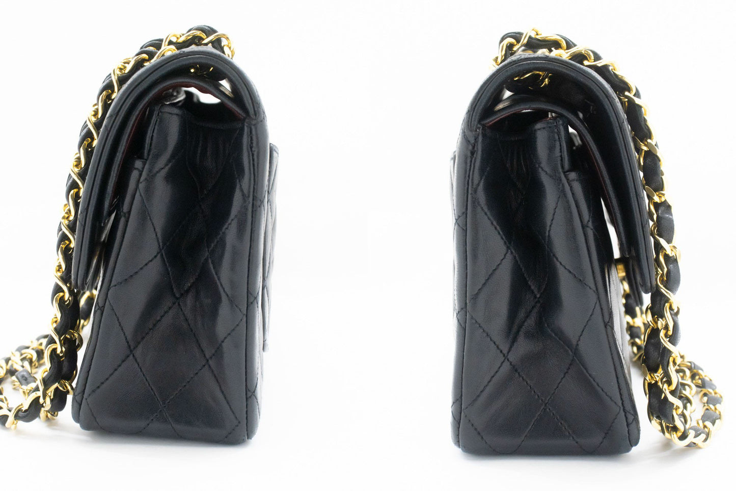 Sac à bandoulière carré CHANEL Classic Double Flap en agneau noir ad7 hannari-shop