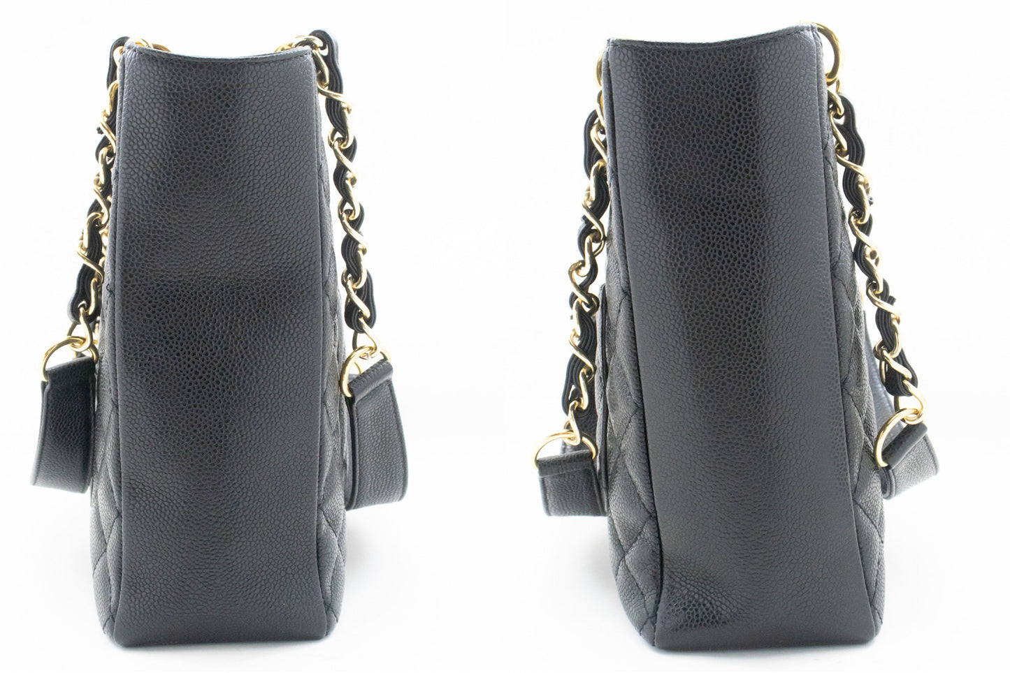 CHANEL Caviar PST Chain Schoudertas Shopping Tote Zwart Gequilt n51 hannari-shop