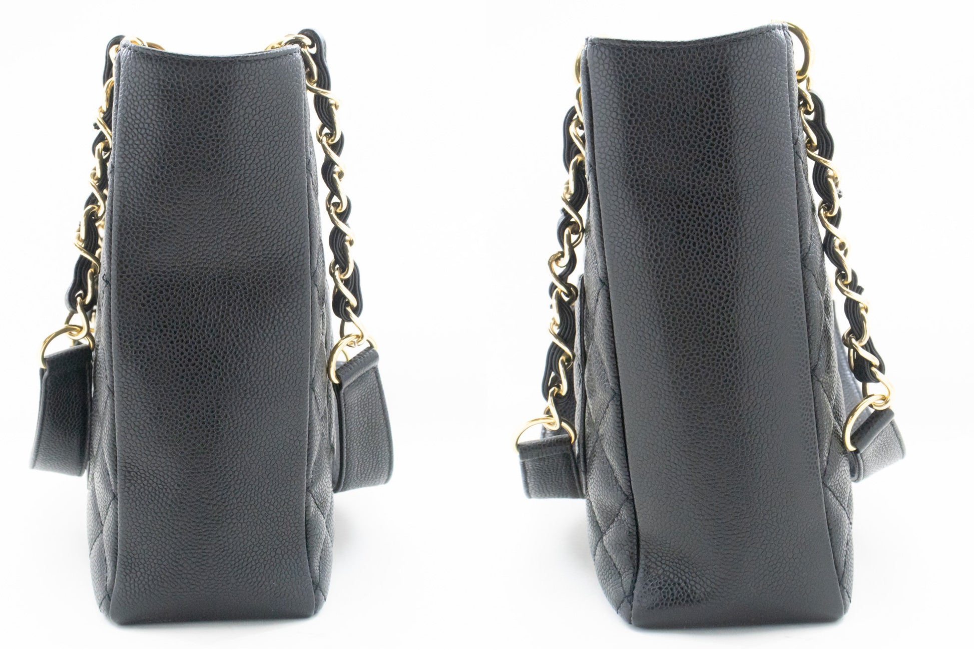 CHANEL Caviar PST Chain Schoudertas Shopping Tote Zwart Gequilt n51 hannari-shop