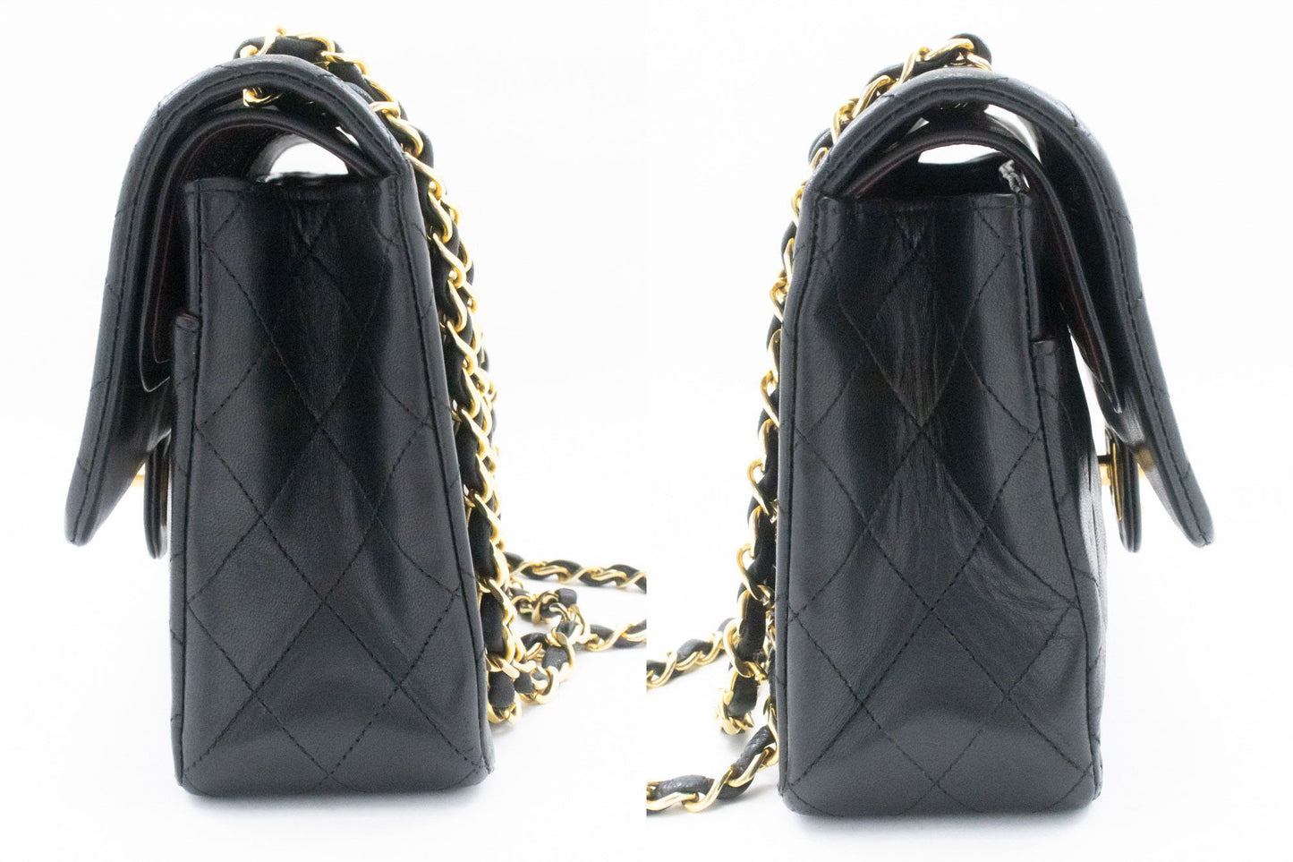 CHANEL Classic Double Flap Borsa a Spalla con Catena 10" in Pelle di Agnello Nera ag5 hannari-shop
