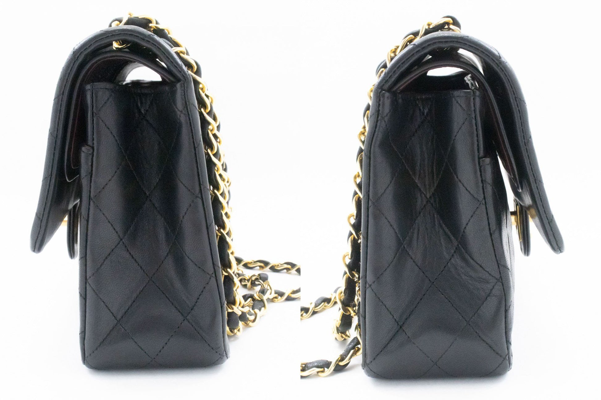 CHANEL Classic Double Flap Borsa a Spalla con Catena 10" in Pelle di Agnello Nera ag5 hannari-shop