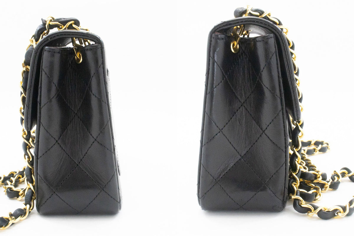 CHANEL Mini Square Small Chain Shoulder Bag Crossbody Black Purse ao3 hannari-shop
