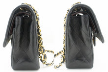 CHANEL Classic Double Flap 10" Chain Shoulder Bag Black Lambskin p53 hannari-shop