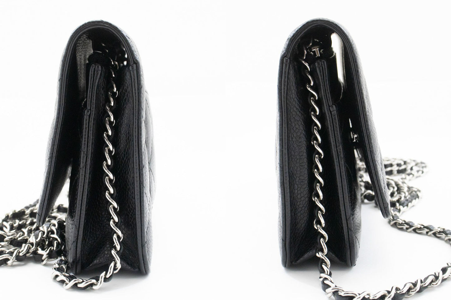 CHANEL Grained Calfskin Wallet On Chain WOC Sort Skuldertaske SV aa3 hannari-shop