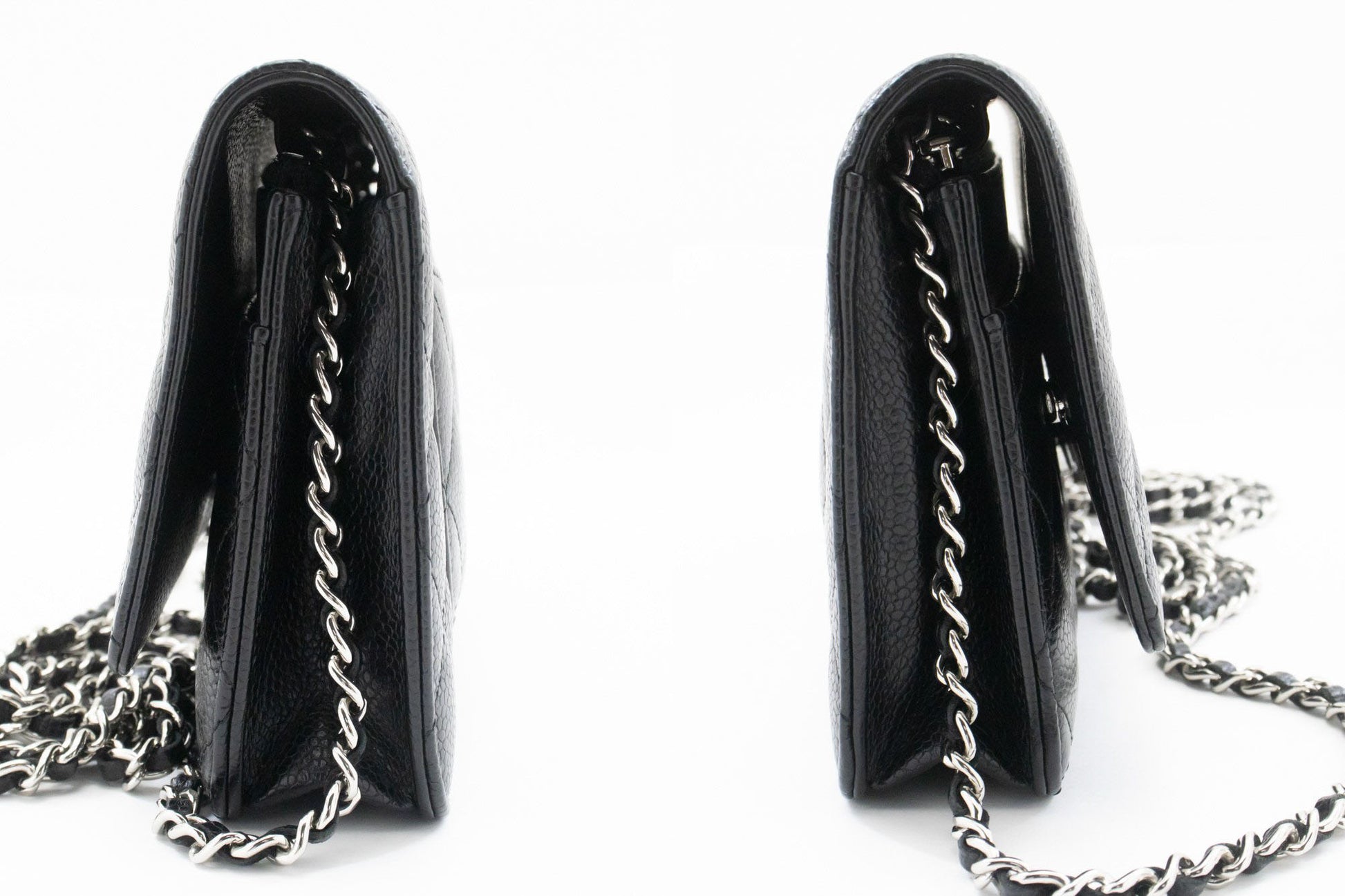 CHANEL Grained Calfskin Wallet On Chain WOC Sort Skuldertaske SV aa3 hannari-shop