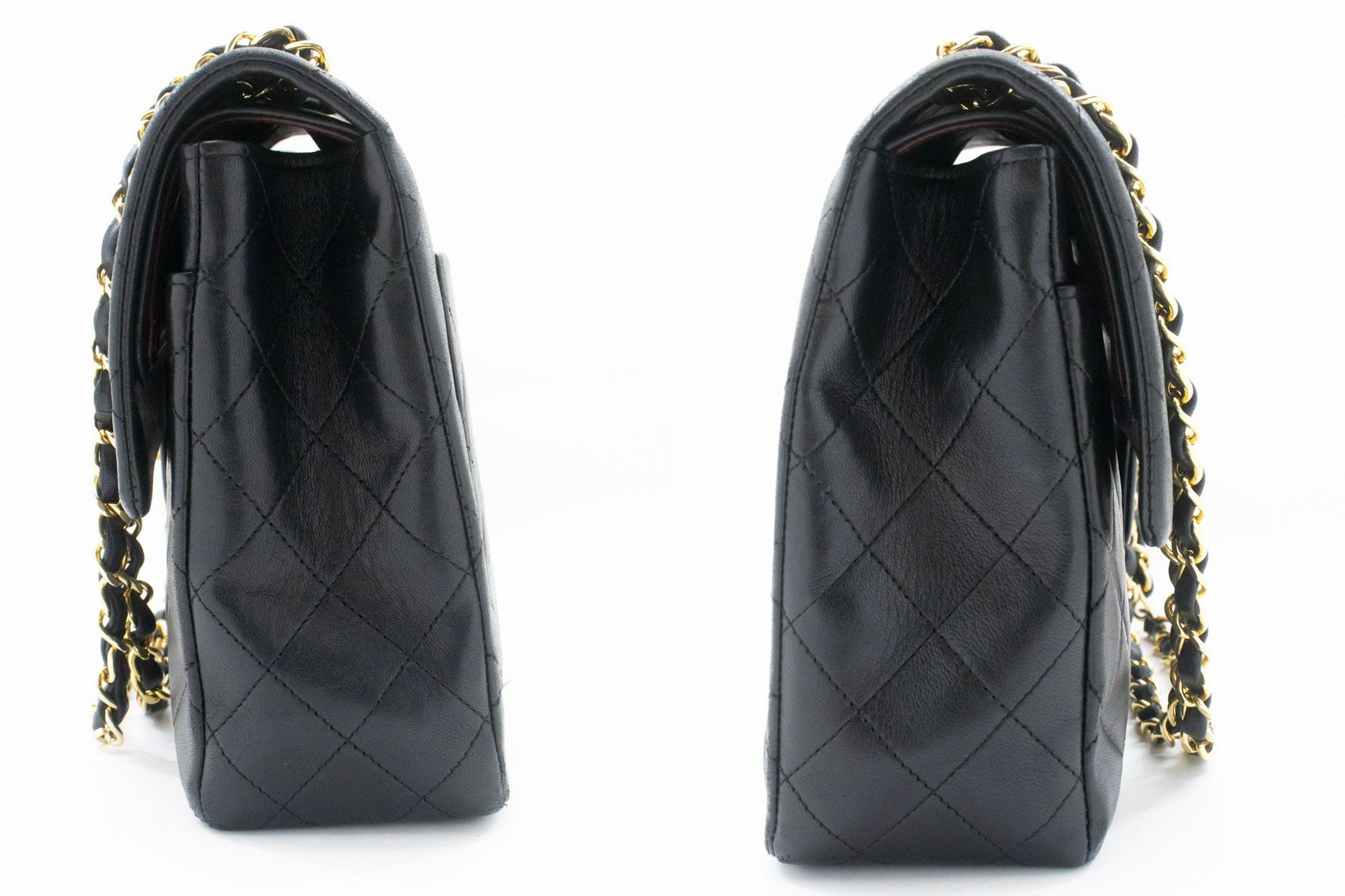 CHANEL Classic Double Flap 10" Chain Schoudertas Zwart Lamsleer ad8 hannari-shop
