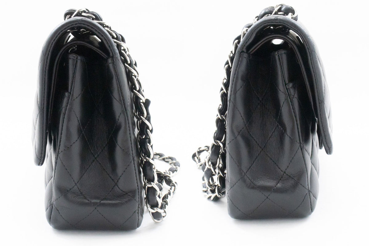 CHANEL Classic Double Flap 10" Chain Shoulder Bag Black Lambskin am5 hannari-shop
