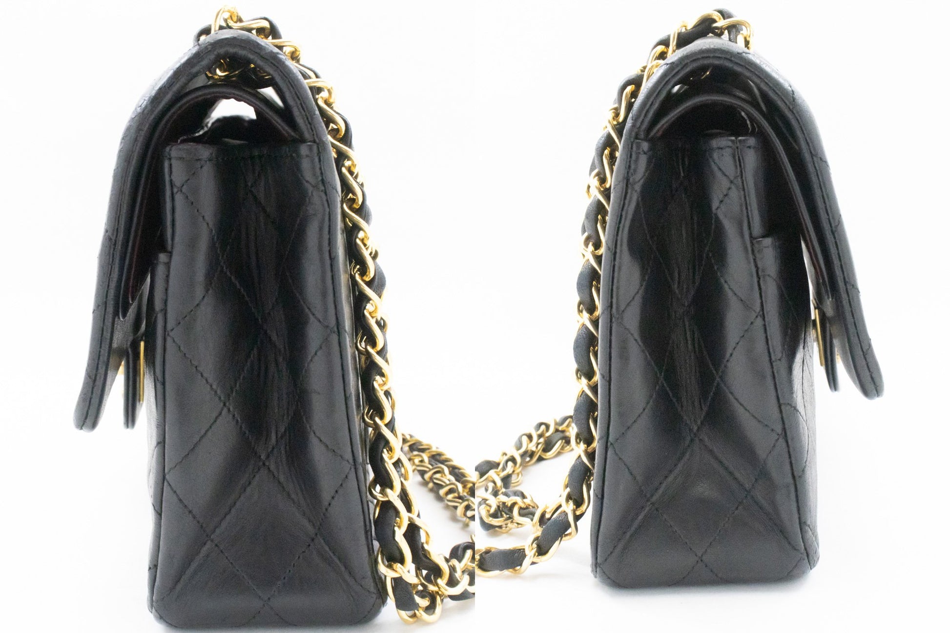 CHANEL Classic Double Flap 10" ketting schoudertas zwart lamsleer ak8 hannari-shop