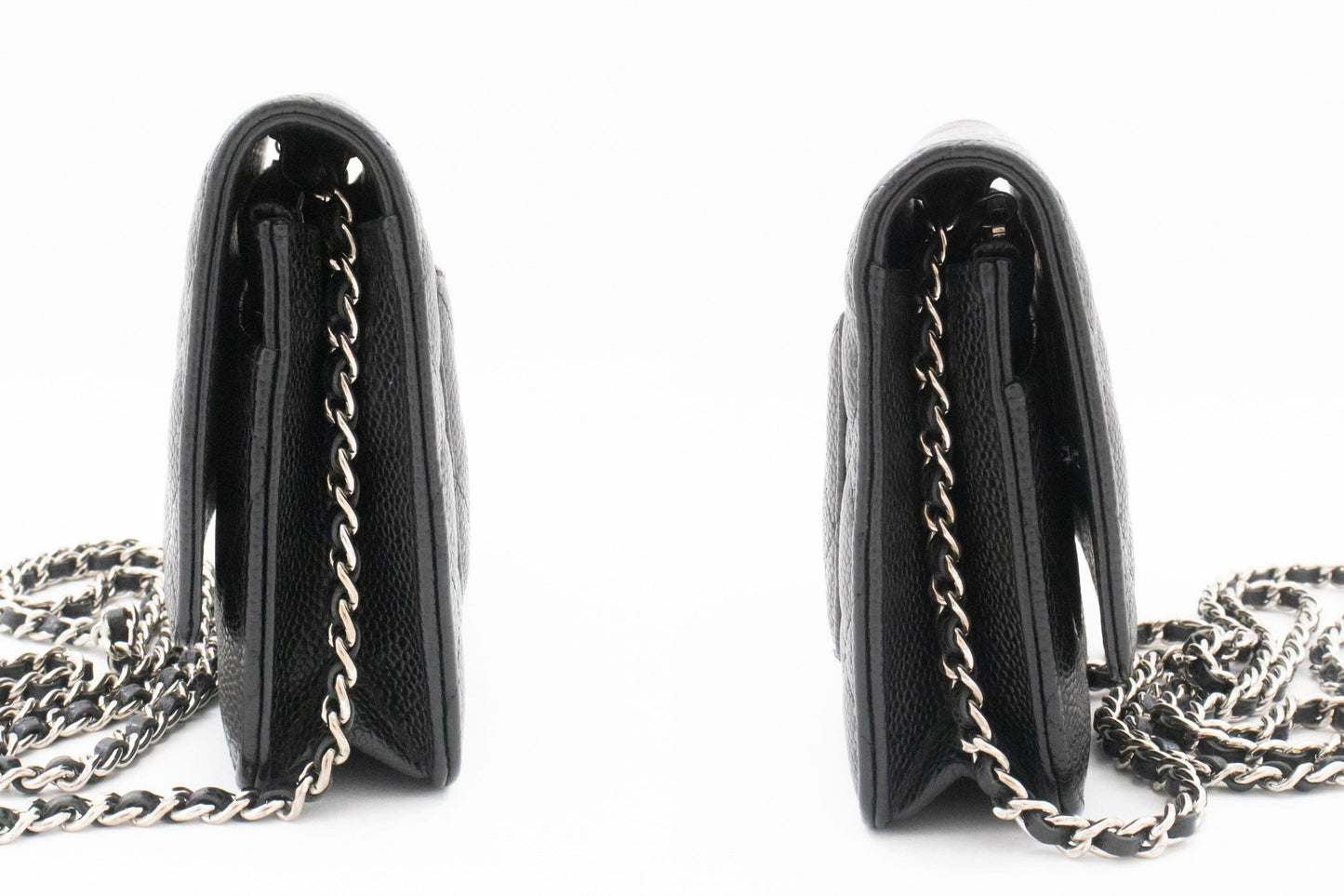 CHANEL Grained Calfskin Wallet On Chain WOC Black Shoulder Bag af7 hannari-shop