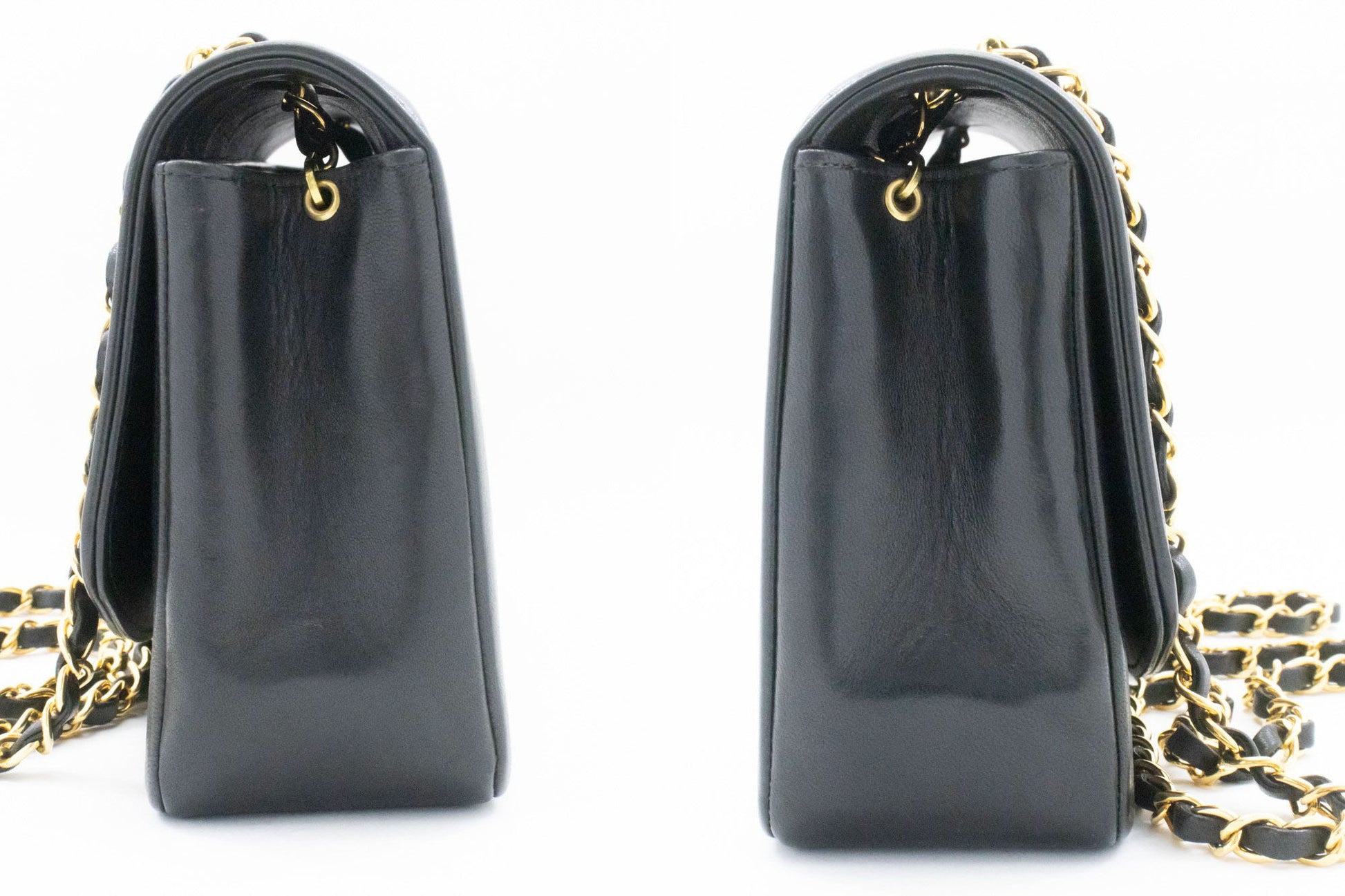 Sac à bandoulière matelassé CHANEL Diana Flap en agneau noir ah2 hannari-shop