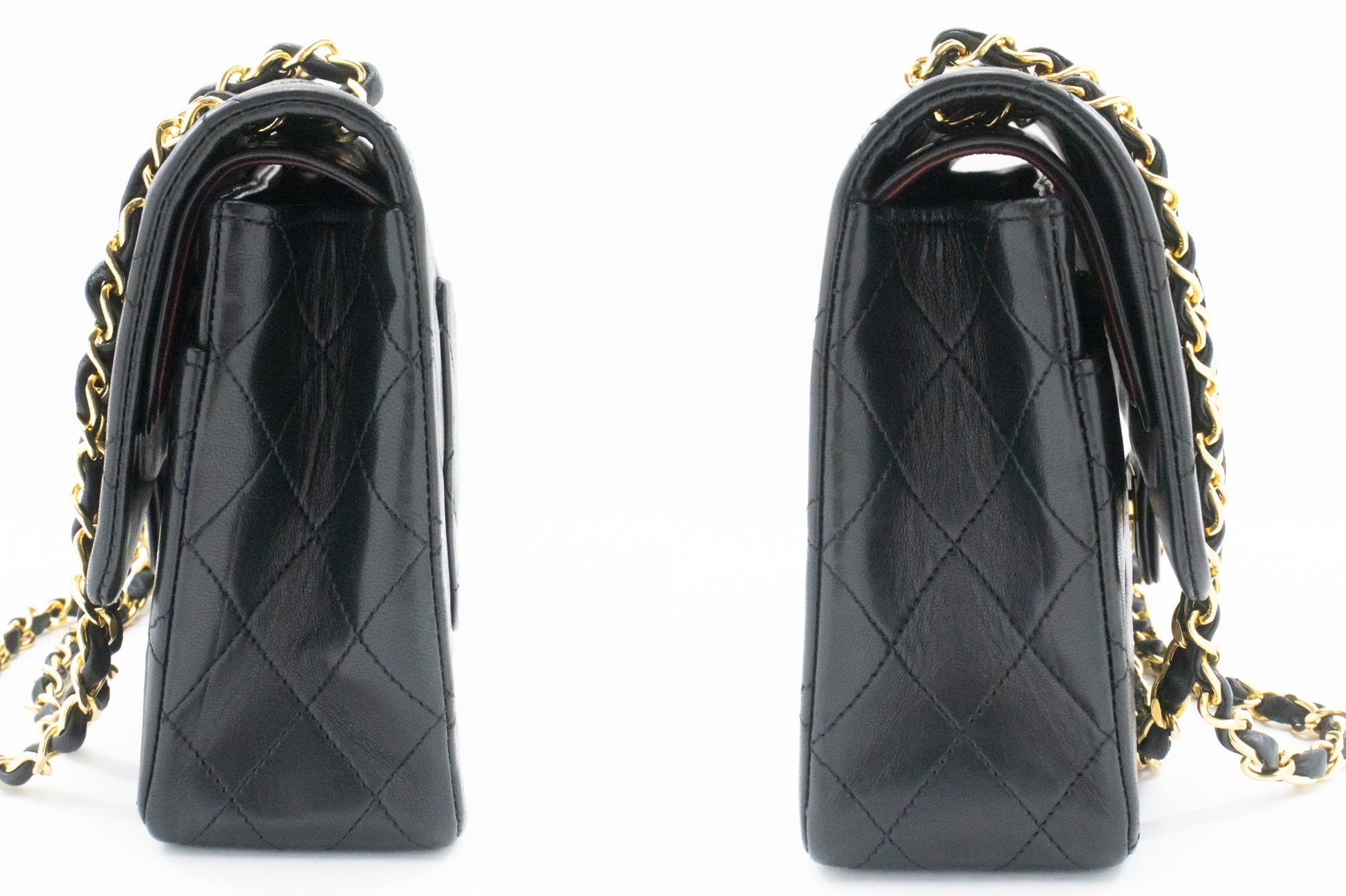 CHANEL Classic Double Flap 10" kæde skuldertaske i sort lammeskind ak9 hannari-shop