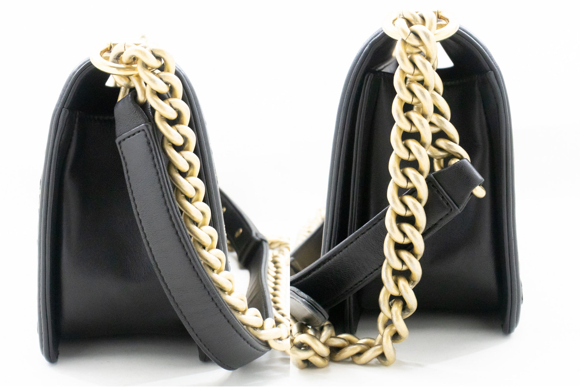 CHANEL Boy Chain Schoudertas Zwart Gequilt Flap Lamsleer n46 hannari-shop