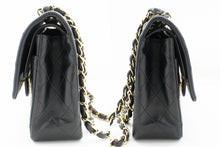 CHANEL Classic Double Flap 10" Chain Shoulder Bag Black Lambskin p97 hannari-shop