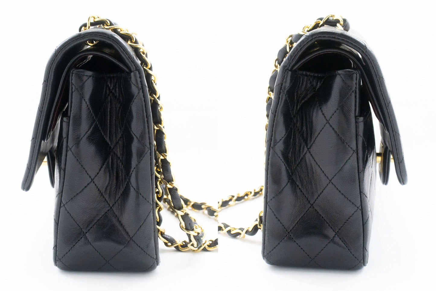 CHANEL Classic Double Flap 10" Chain Schoudertas Zwart Lamsleer ac9 hannari-shop
