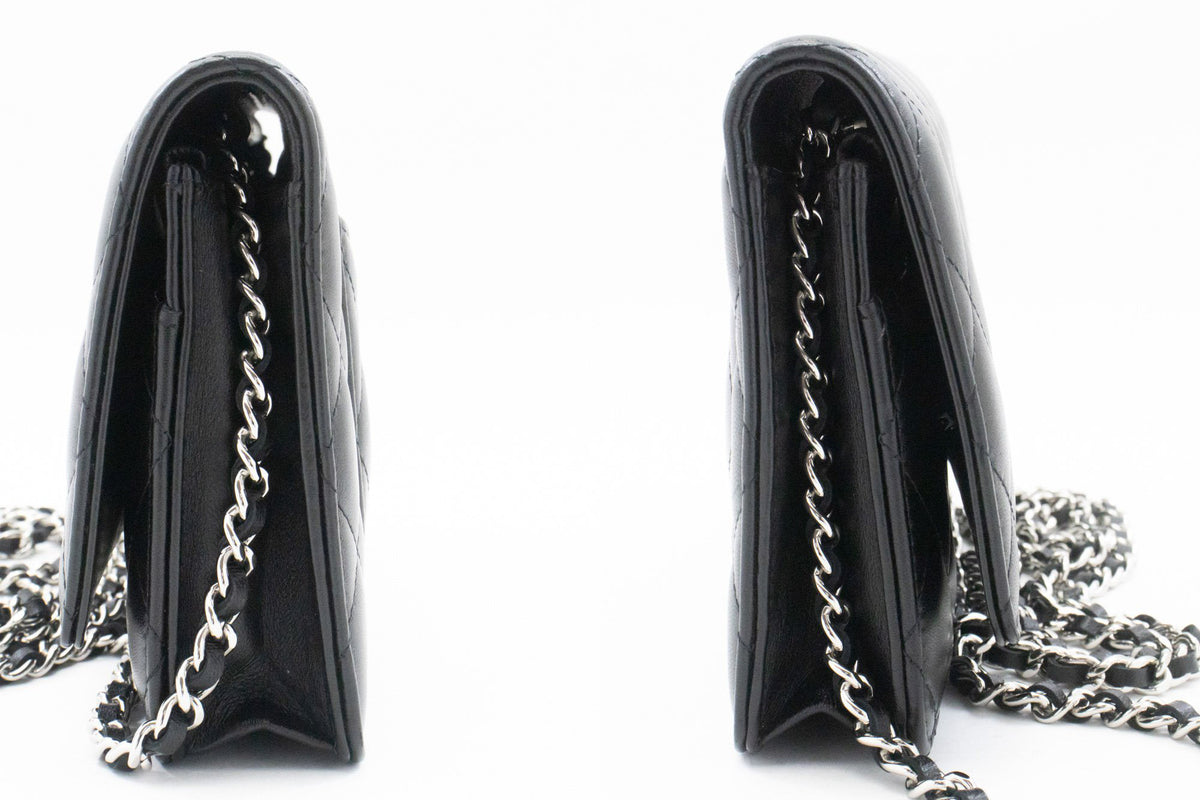 CHANEL Black Classic Wallet On Chain WOC Shoulder Bag Lambskin ap5 — côté hannari-shop