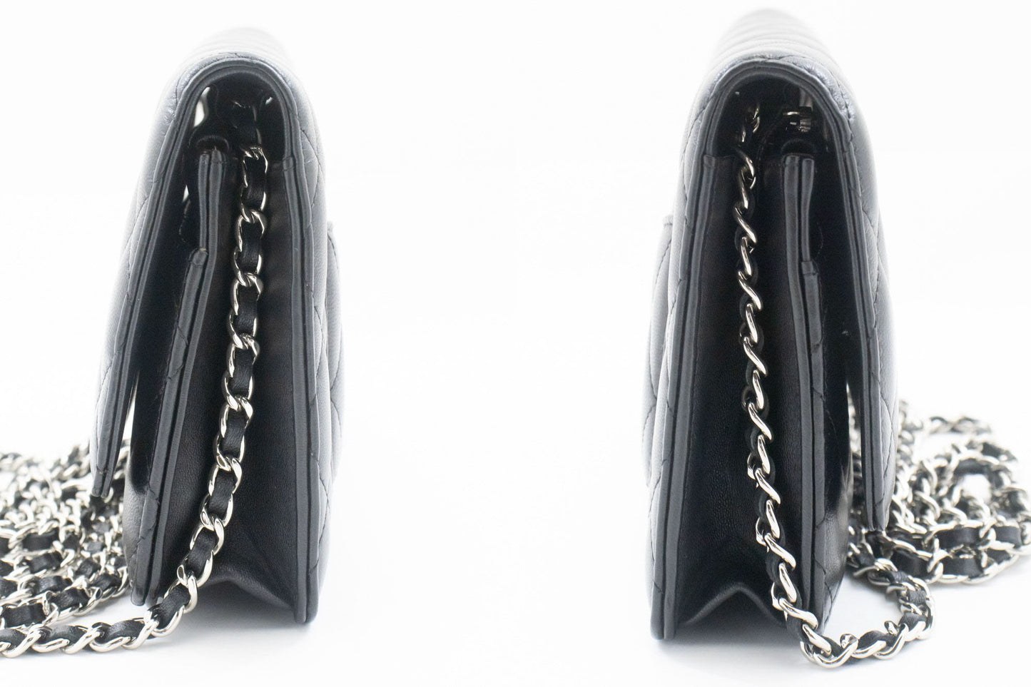 Sac à bandoulière CHANEL Black Classic Wallet On Chain WOC en agneau ab8 hannari-shop