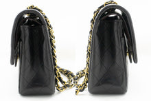 CHANEL Classic Double Flap 10" Chain Shoulder Bag Black Lambskin f91 hannari-shop