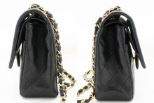 CHANEL Classic Double Flap 10" Chain Shoulder Bag Black Lambskin p84 hannari-shop