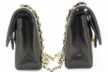 CHANEL Classic Double Flap 10" Chain Shoulder Bag Black Lambskin p64 hannari-shop