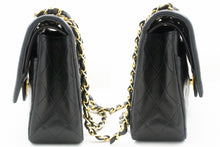 CHANEL Classic Double Flap 10" Chain Shoulder Bag Black Lambskin p61 hannari-shop