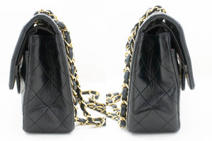 CHANEL Classic Double Flap 9" Chain Shoulder Bag Black Lambskin p48 hannari-shop