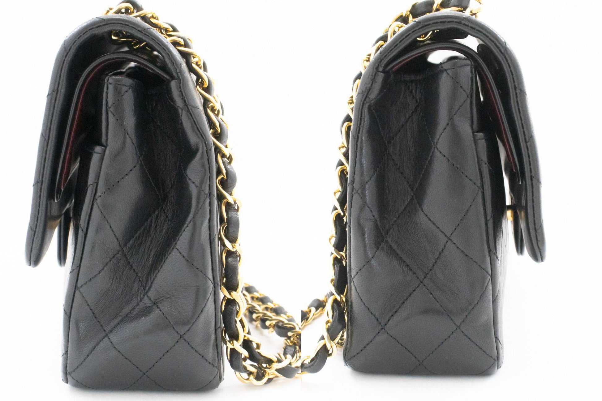 Sac à bandoulière CHANEL Classic Double Flap 10" en agneau noir avec chaîne ah7 hannari-shop
