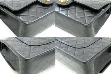 CHANEL Classic Double Flap 10" Chain Shoulder Bag Black Lambskin p58 hannari-shop