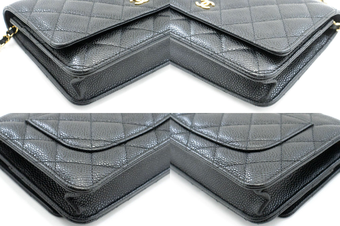 CHANEL Grained Calfskin Wallet On Chain WOC Sort Skuldertaske aa4 hannari-shop