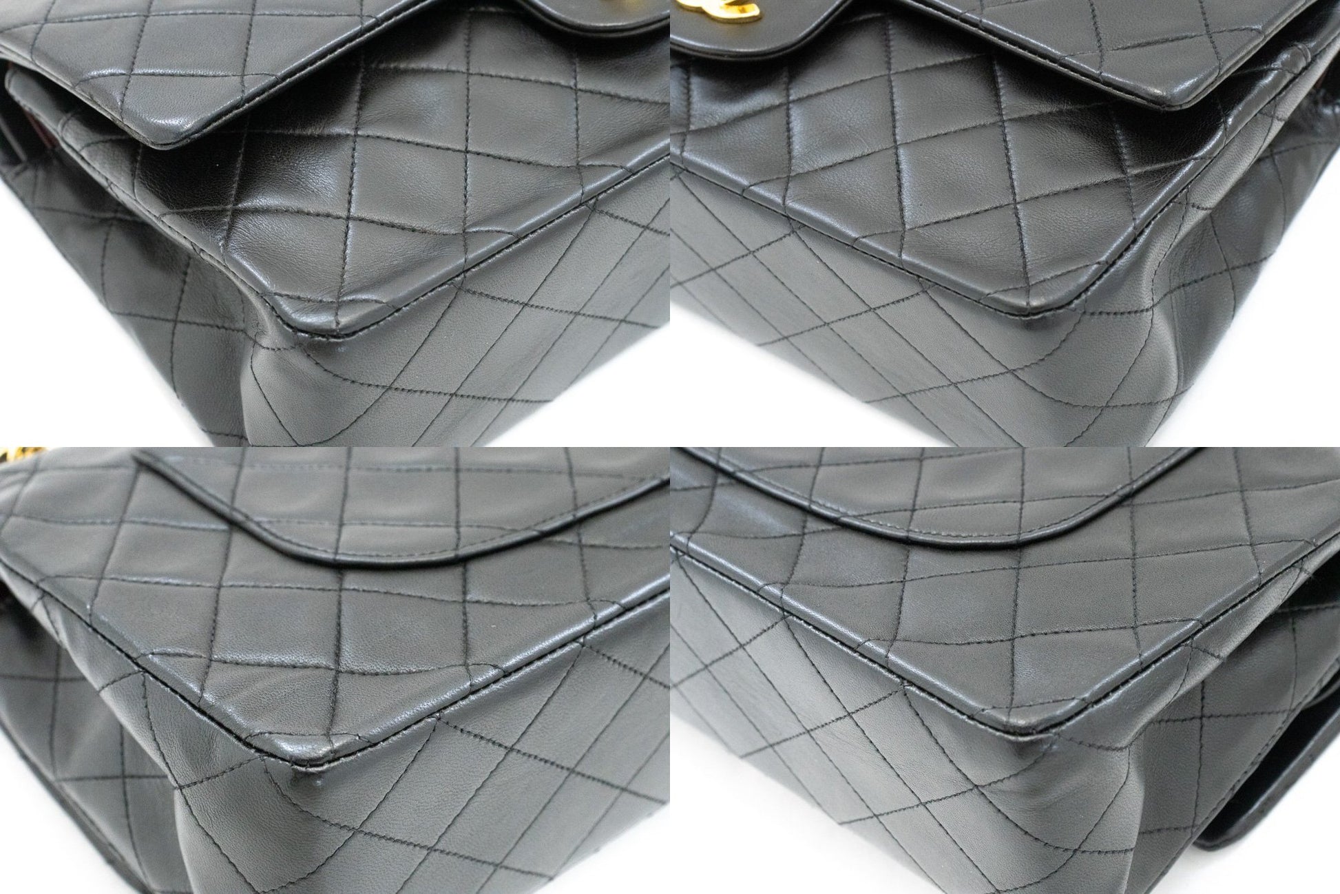 Sac à bandoulière CHANEL Classic Double Flap 10" à chaîne en agneau noir am1 hannari-shop