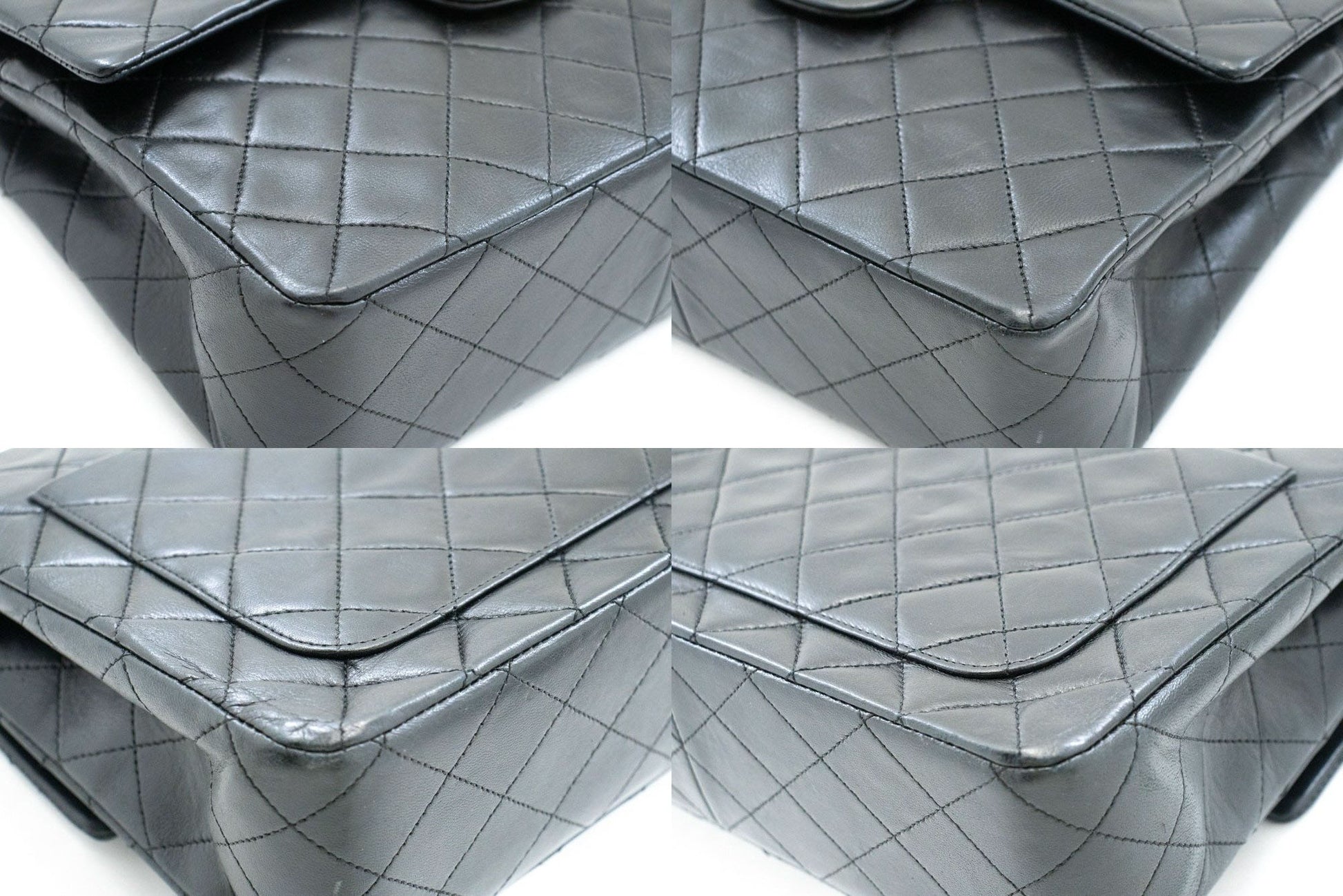 Sac à bandoulière carré CHANEL Classic Double Flap en agneau noir ad7 hannari-shop