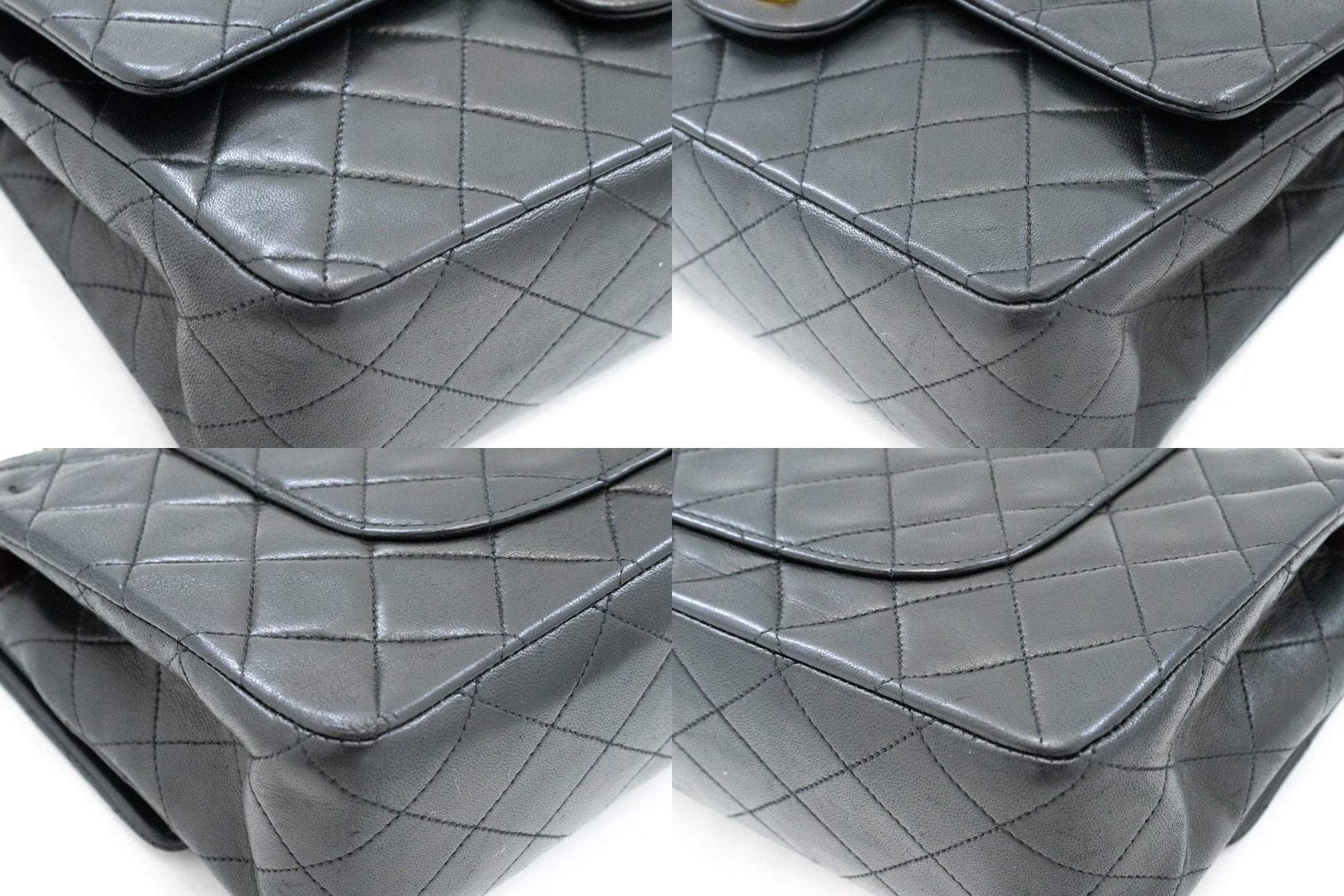 Sac à bandoulière CHANEL Classic Double Flap 10" avec chaîne, cuir d'agneau noir am3 hannari-shop