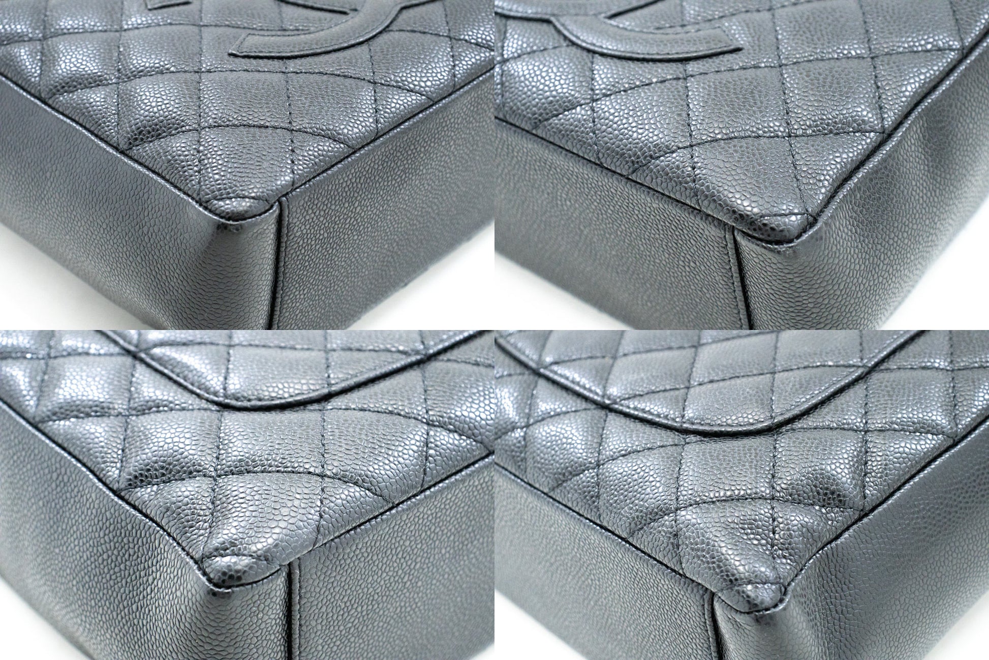 CHANEL Caviar PST Chain Schoudertas Shopping Tote Zwart Gequilt n51 hannari-shop