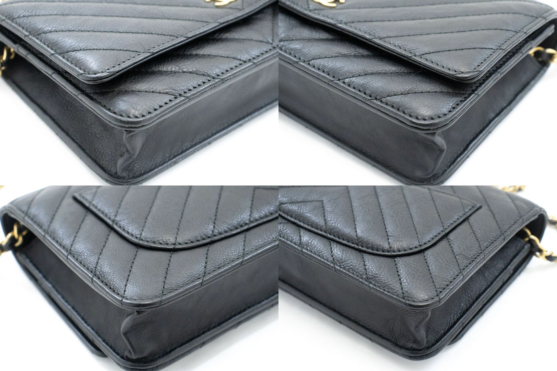 CHANEL V-Stitch kalveskind Wallet On Chain WOC skuldertaske med kæde ab2 hannari-shop