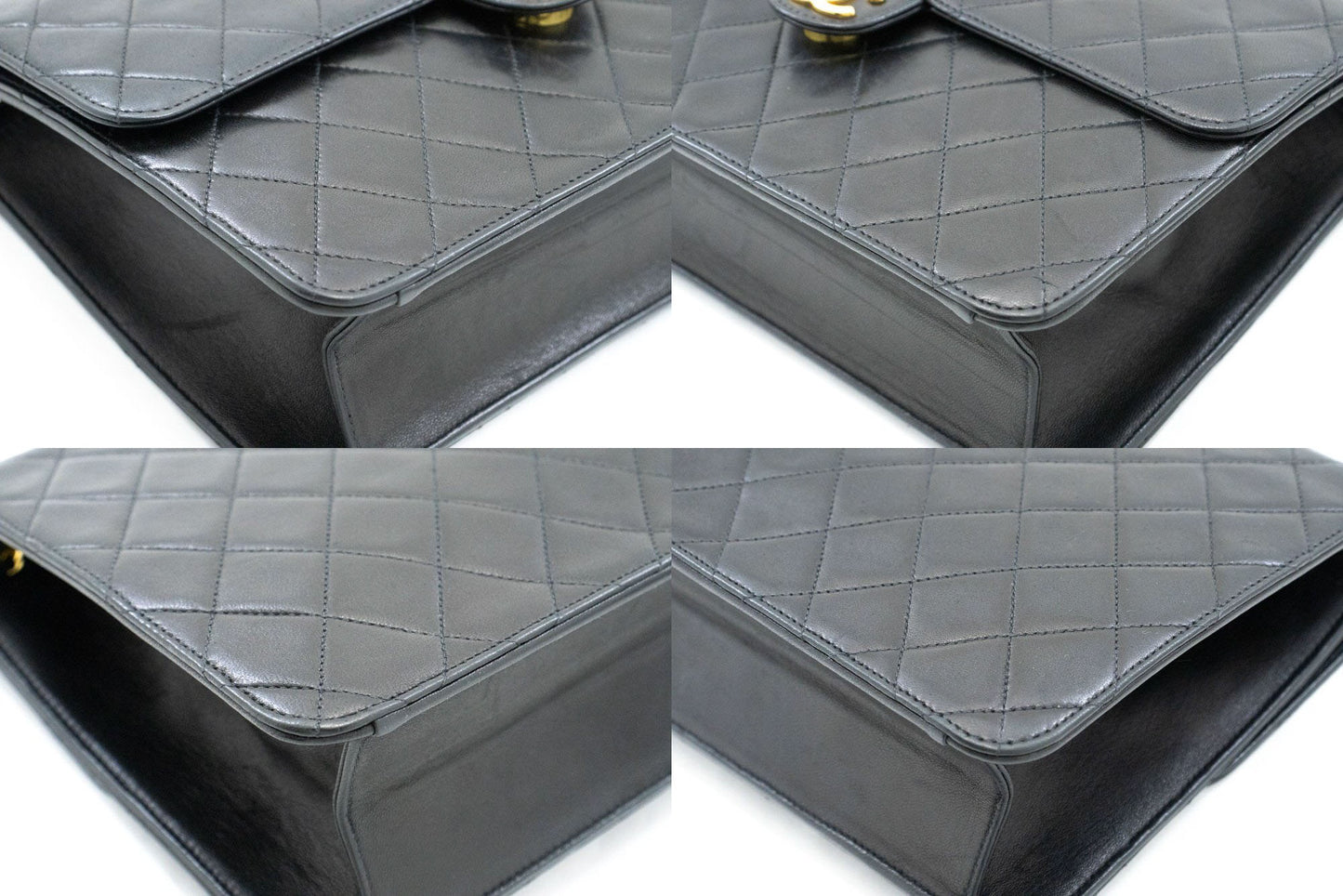 Sac à bandoulière chaîne CHANEL Pochette noire matelassée en agneau rabat portefeuille p42 hannari-shop