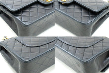 CHANEL Classic Double Flap 10" Chain Shoulder Bag Black Lambskin p62 hannari-shop