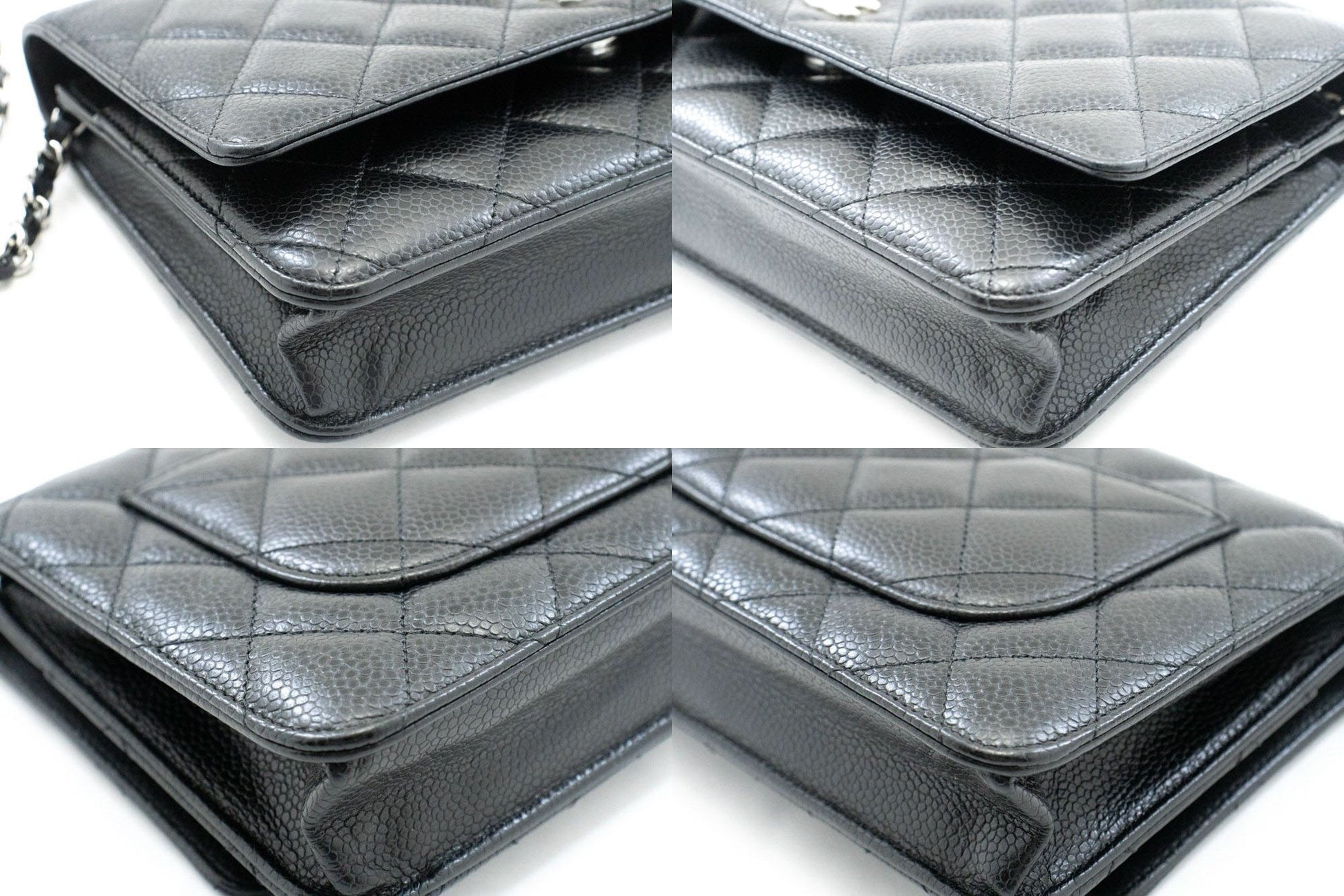 CHANEL Grained Calfskin Wallet On Chain WOC Sort Skuldertaske SV aa3 hannari-shop
