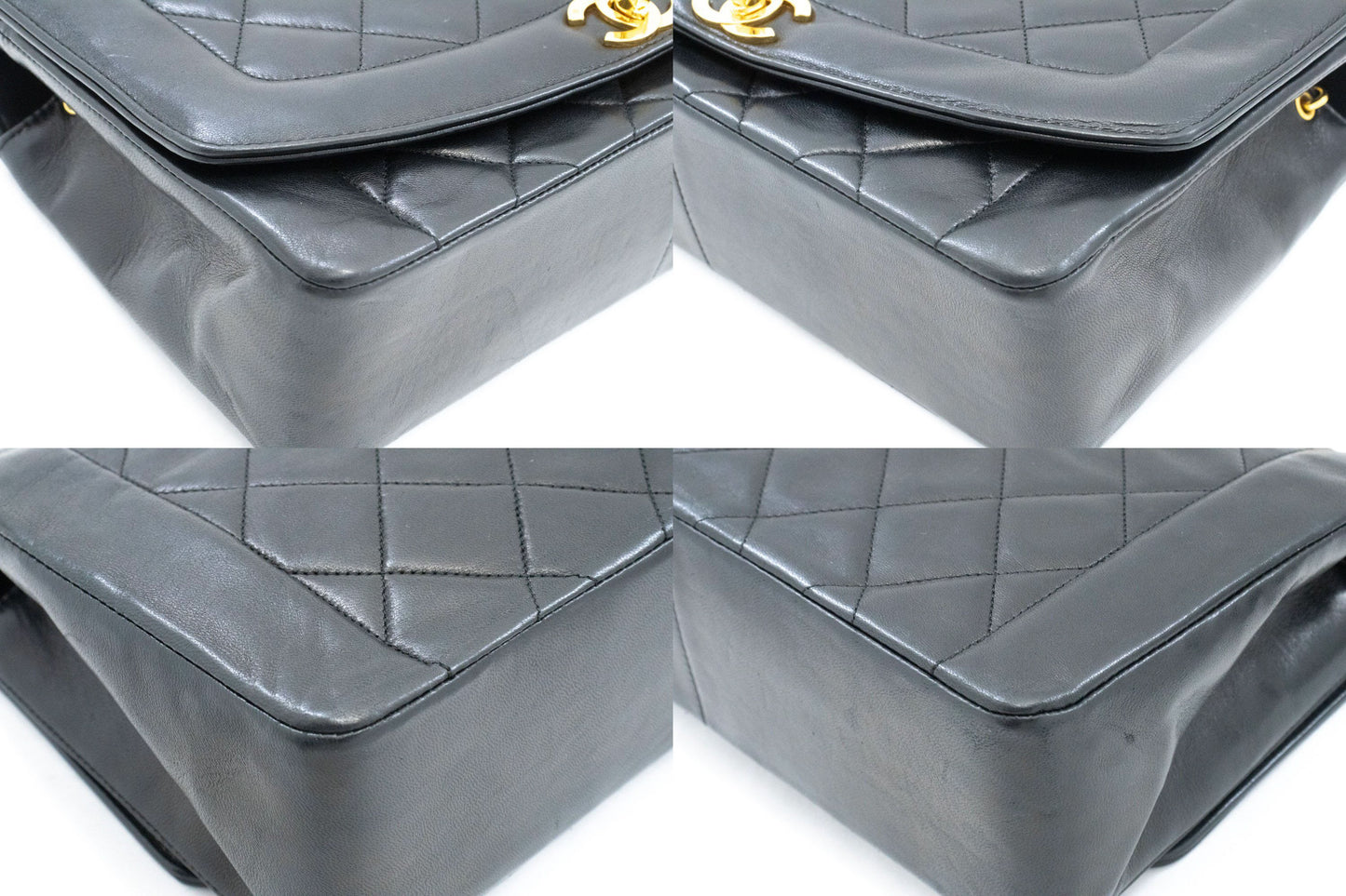 CHANEL Diana Flap Chain Schoudertas Zwart Gequilt Lamsschapenleer Portemonnee ah1 hannari-shop