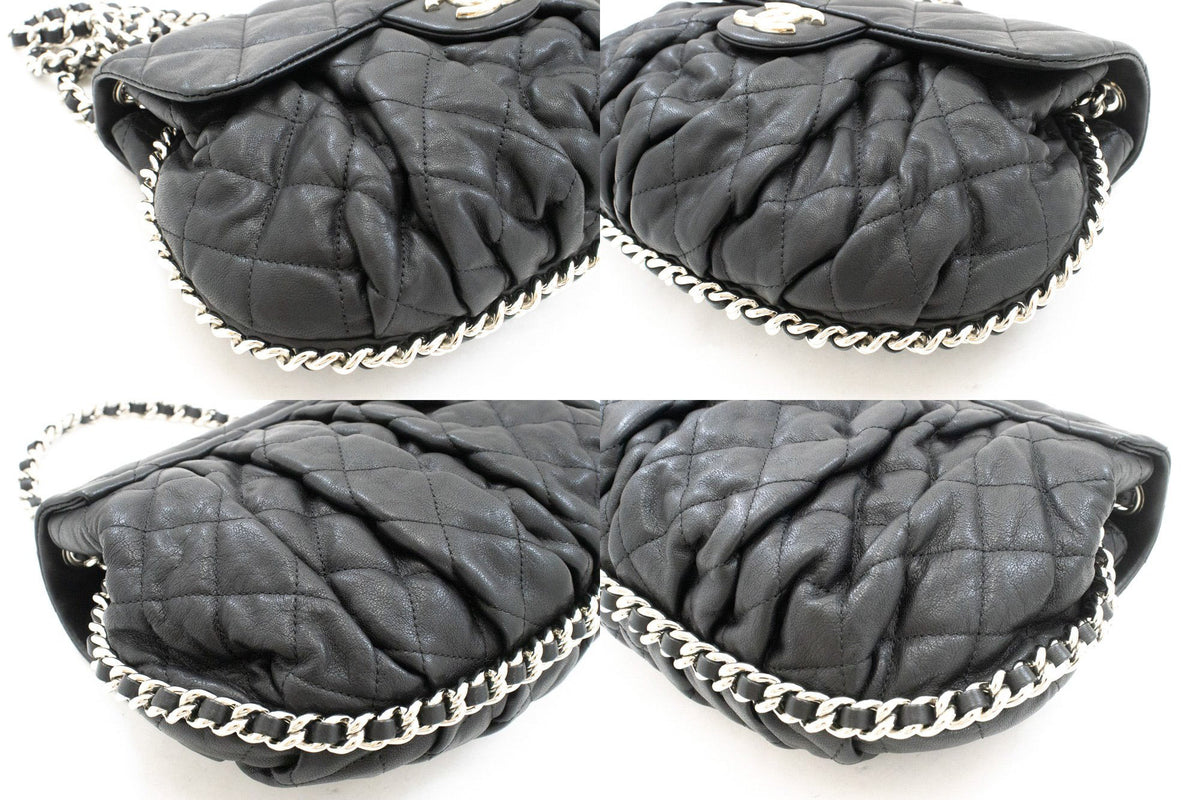 CHANEL Chain Around Shoulder Bag Crossbody Black Calfskin Leather ap9 — 모서리 hannari-shop