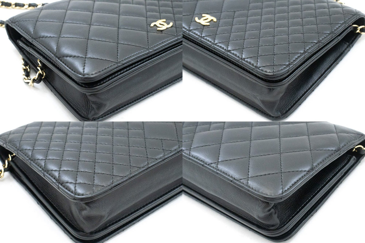CHANEL Black Classic Wallet On Chain WOC Shoulder Bag Crossbody ao2 hannari-shop