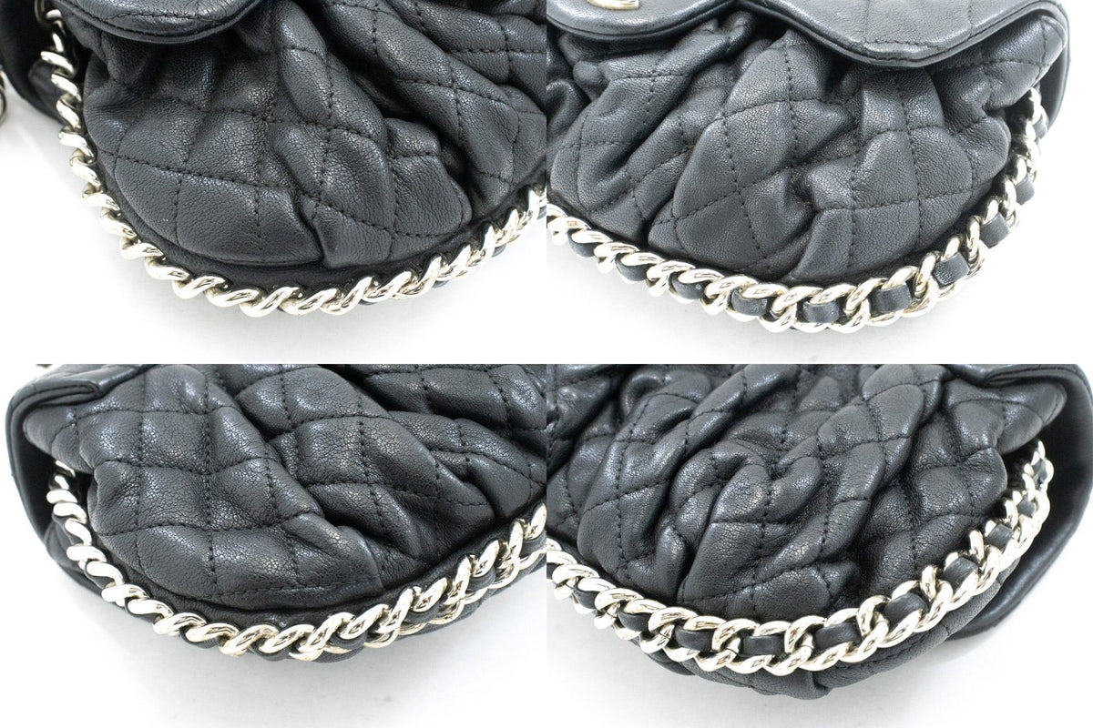 CHANEL Chain Around Small Shoulder Bag Crossbody Black Calfskin ap7 — corners hannari-shop