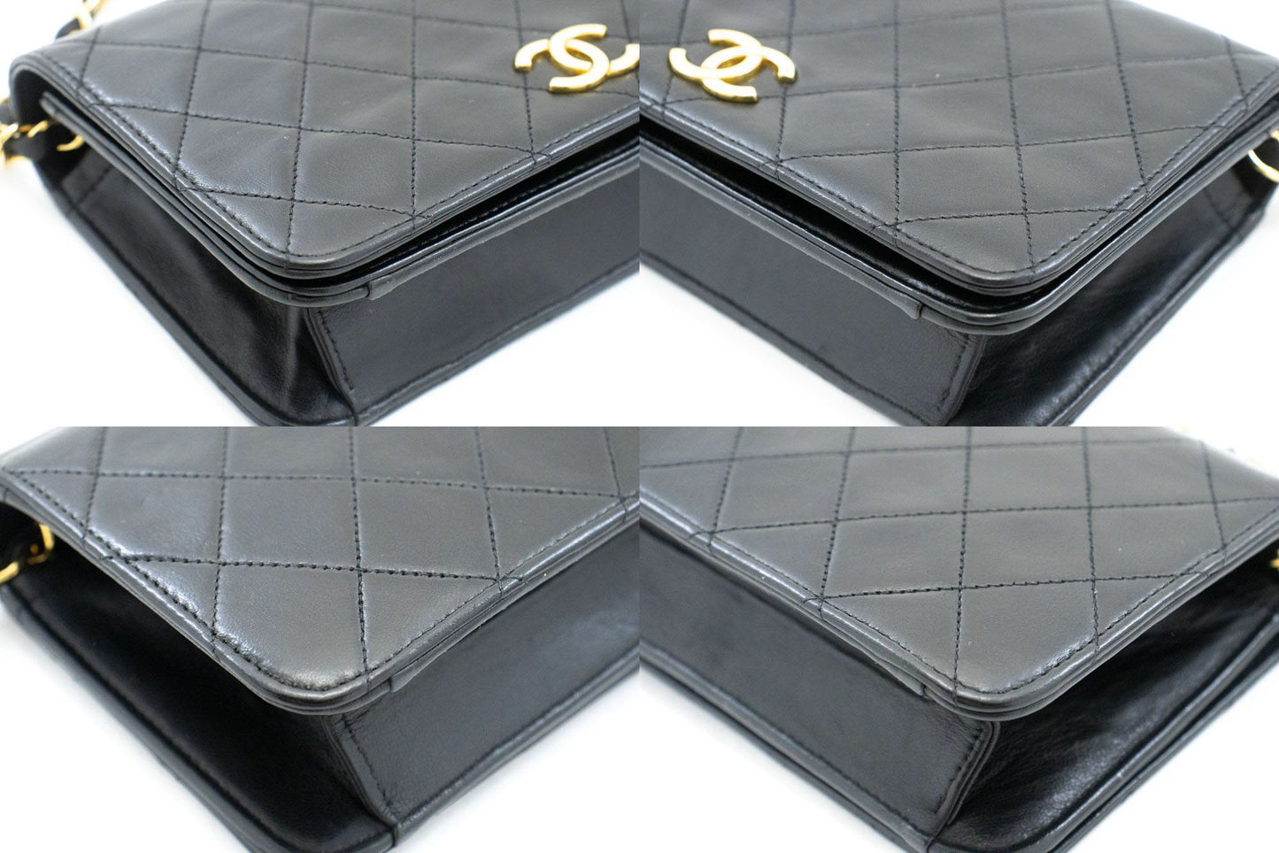CHANEL Full Flap Small Chain Schoudertas Clutch Zwart Gequilt ab7 hannari-shop